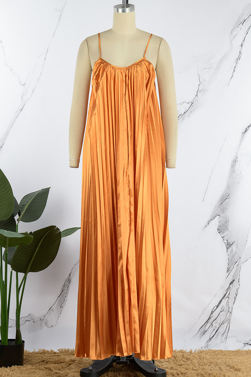 Elegant Formal Solid Fold U Neck Dresses