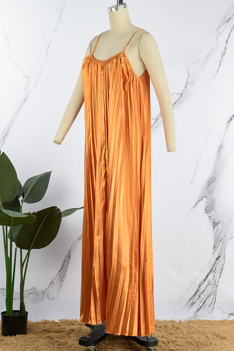 Elegant Formal Solid Fold U Neck Dresses