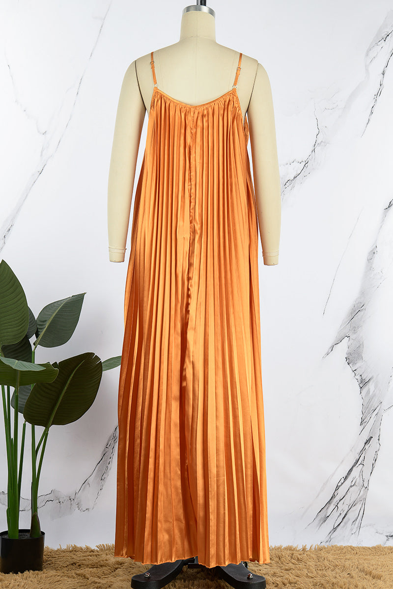 Elegant Formal Solid Fold U Neck Dresses