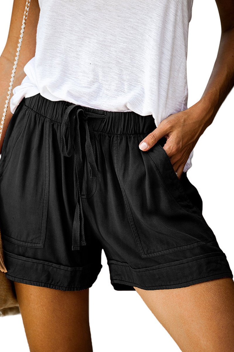 Casual Solid Patchwork Straight Mid Waist Straight Solid Color Bottoms