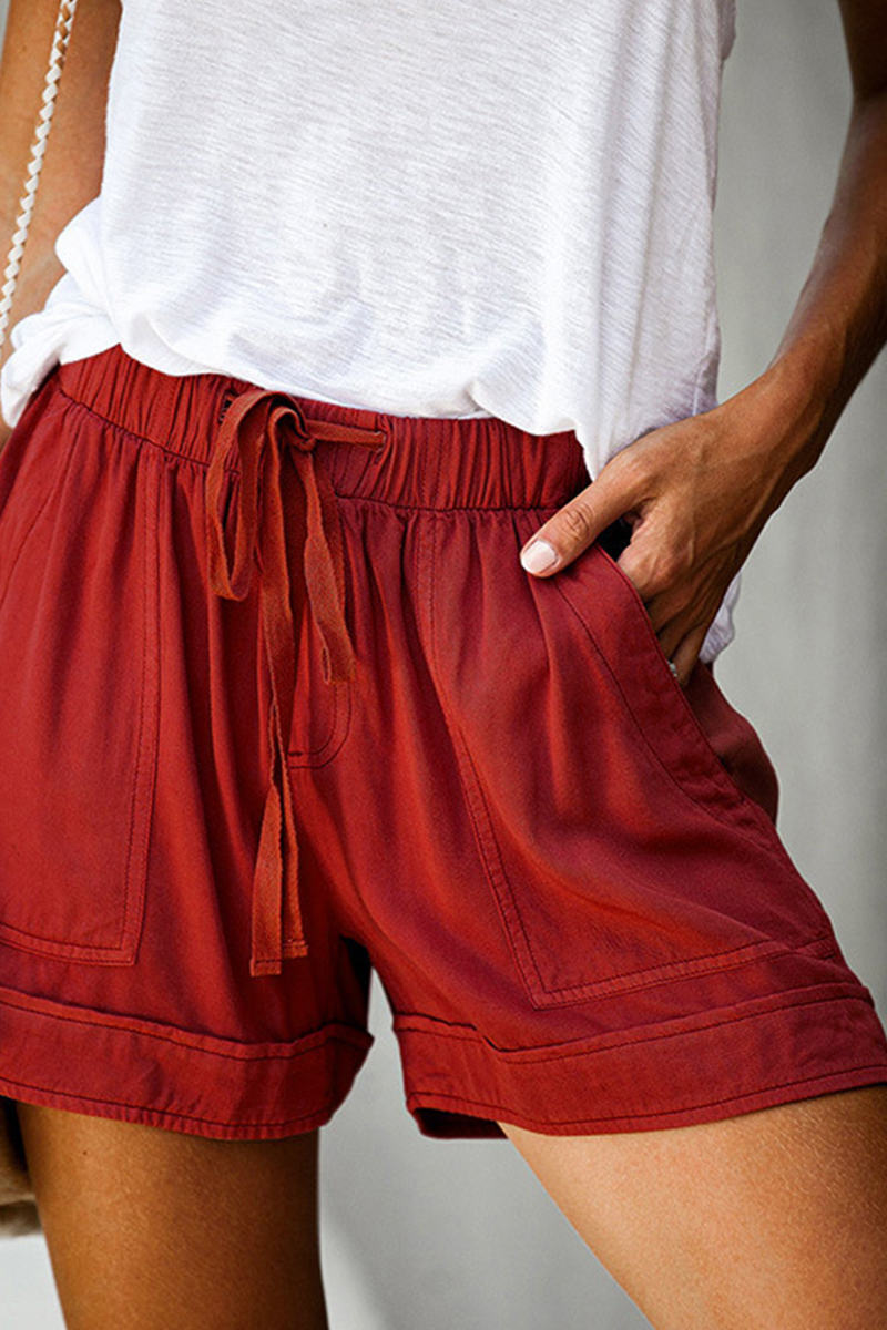 Casual Solid Patchwork Straight Mid Waist Straight Solid Color Bottoms