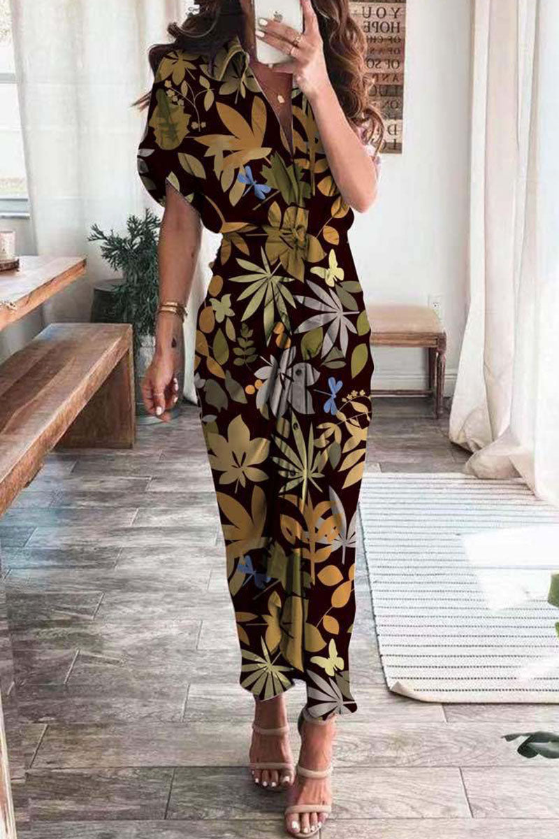 Fashion British Style Print Patchwork Turndown Collar A Line Dresses(9 Colors)