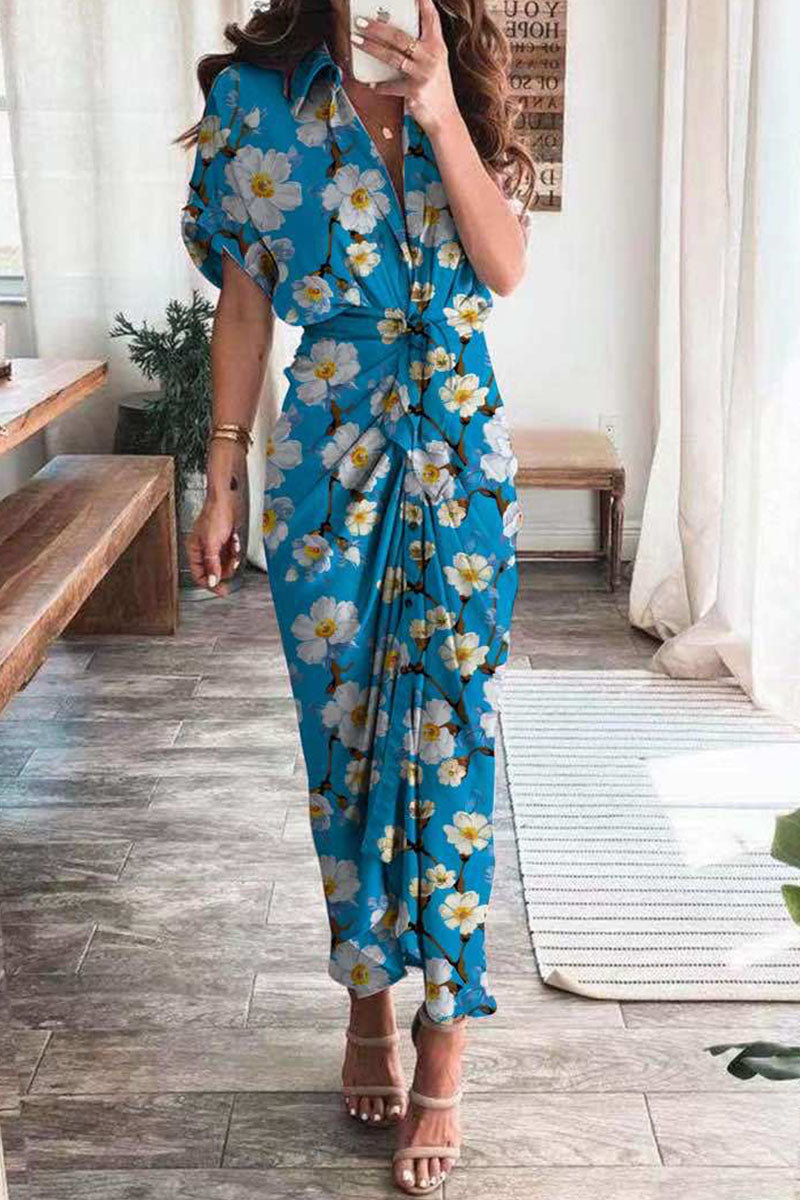 Fashion British Style Print Patchwork Turndown Collar A Line Dresses(9 Colors)