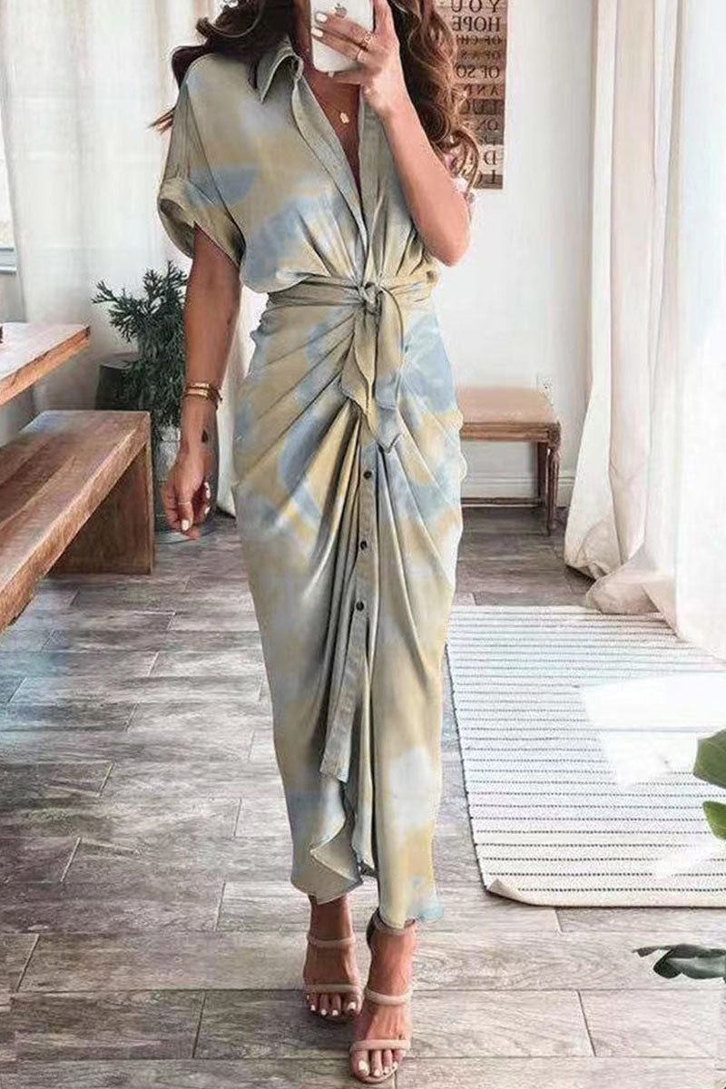 Fashion British Style Print Patchwork Turndown Collar A Line Dresses(9 Colors)