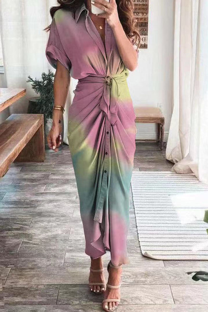 Fashion British Style Print Patchwork Turndown Collar A Line Dresses(9 Colors)