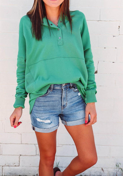 Casual Solid Pocket Buckle Hooded Collar Hoodies(14 Colors))