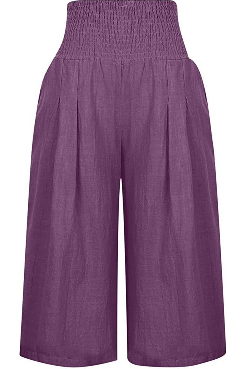 Casual Simplicity Solid Pocket Loose High Waist Wide Leg Solid Color Bottoms(14 Colors)