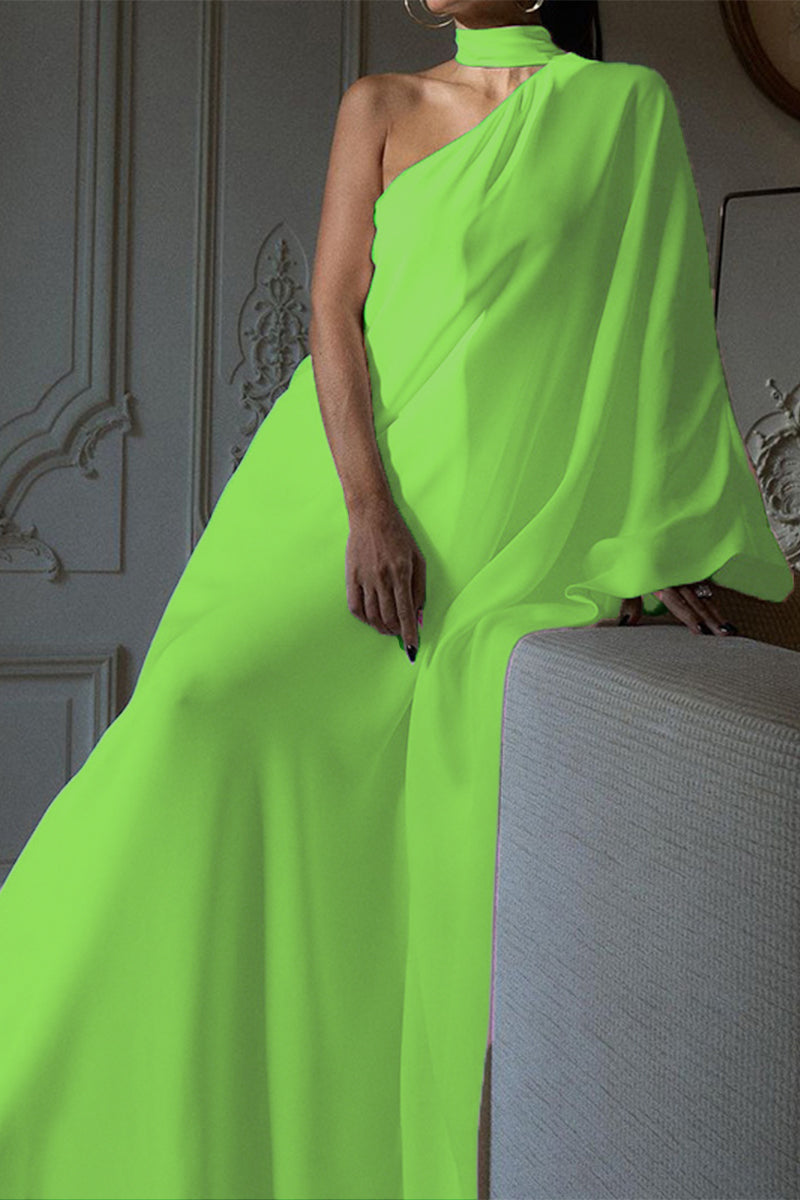 Casual Simplicity Solid Asymmetrical Halter Irregular Dress Dresses