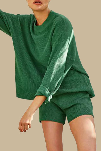 Casual Simplicity Solid Patchwork O Neck Long Sleeve Two Pieces