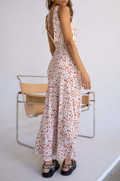 Sweet Vacation Geometric Printing V Neck Sleeveless Dress Dresses