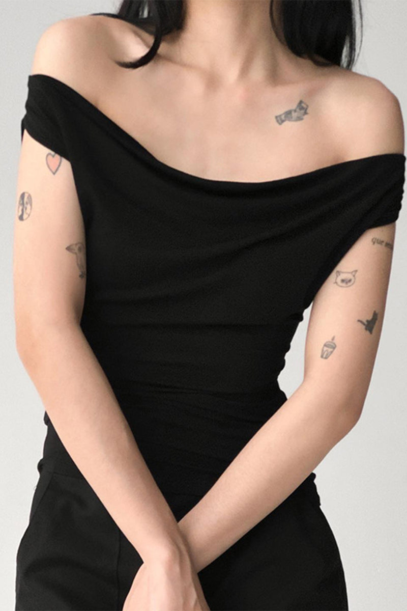 Sexy Solid Backless U Neck Tops
