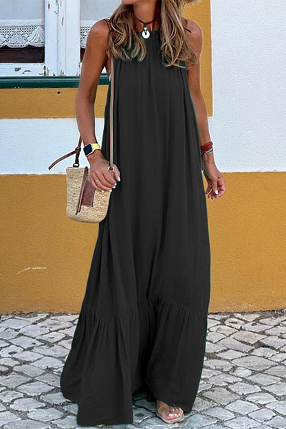 Casual Solid Patchwork O Neck Sleeveless Dress Dresses