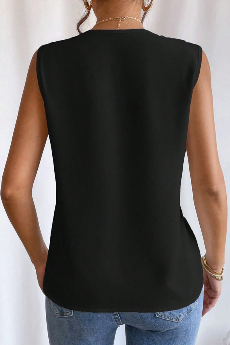Elegant Simplicity Solid Fold V Neck Camis(5 Colors)
