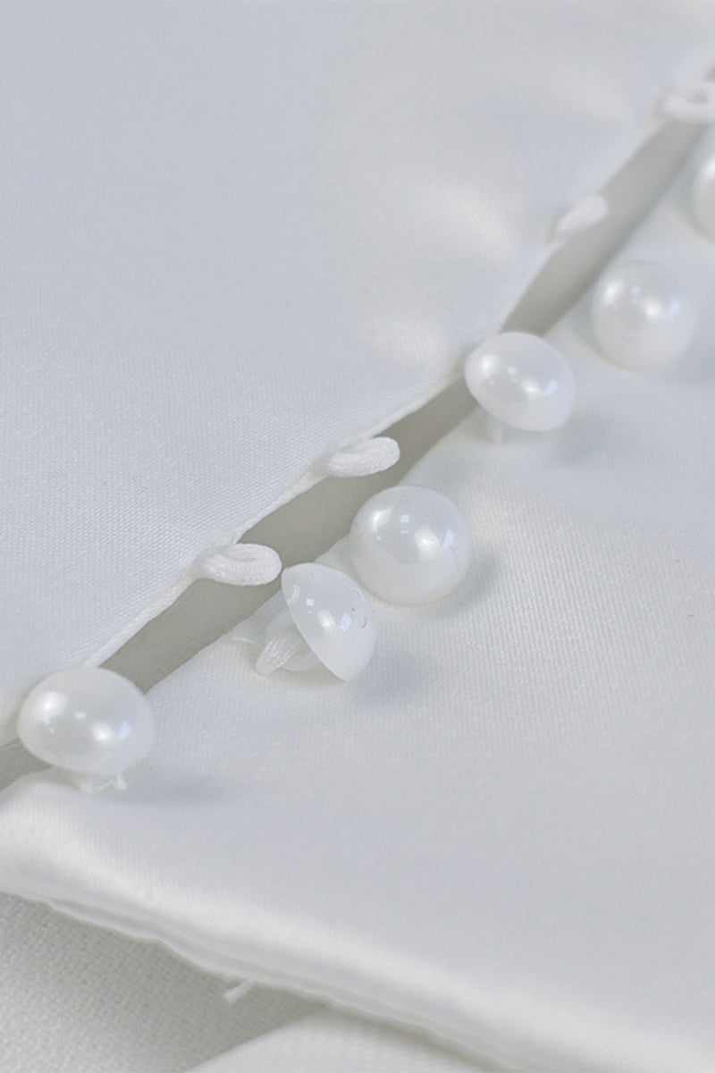 Elegant Bow Patchwork Pearls Decor Half A Turtleneck A Line Dresses