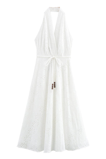 Sexy Draw String Backless Halter Sleeveless Dresses