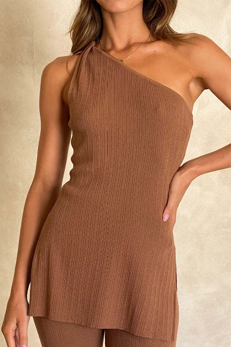 Casual Irregular Sloping Shoulder Sleeveless Two Pieces(3 Colors)