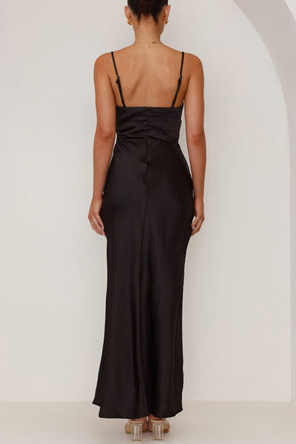 Elegant Backless Slit Ruched Long Dresses(4 Colors)