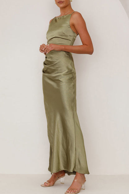 Elegant Backless Slit Ruched Long Dresses(4 Colors)