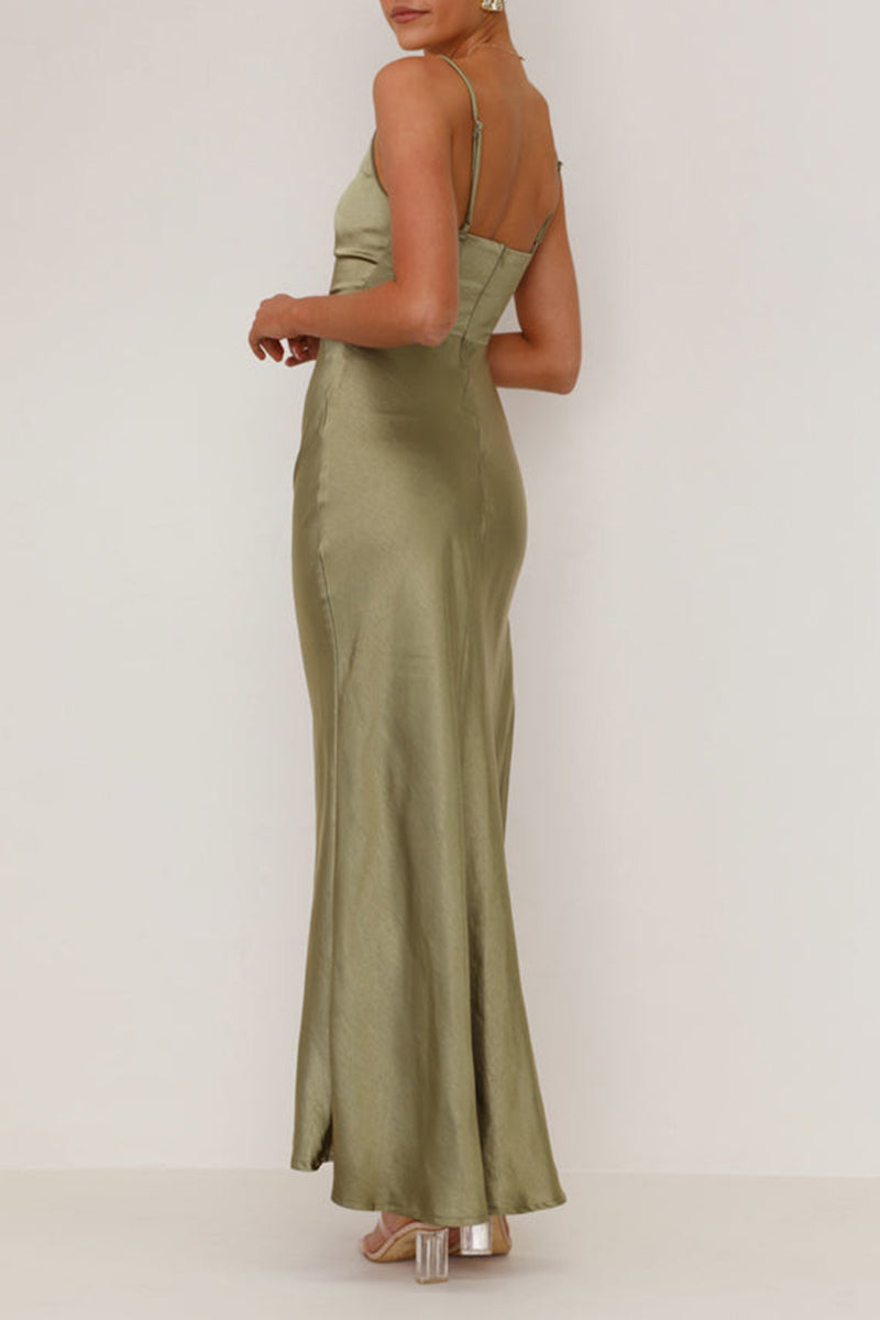 Elegant Backless Slit Ruched Long Dresses(4 Colors)