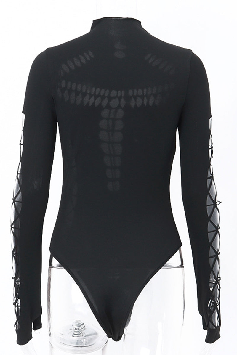 Sexy Hollow Out Turtleneck Skinny Bodysuits