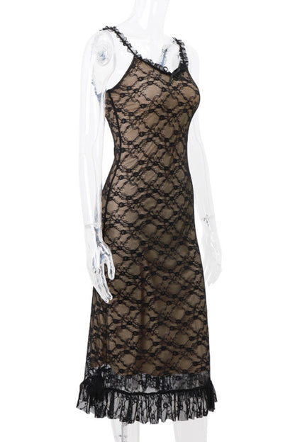Sexy Mesh V Neck One Step Skirt Dresses