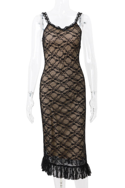 Sexy Mesh V Neck One Step Skirt Dresses