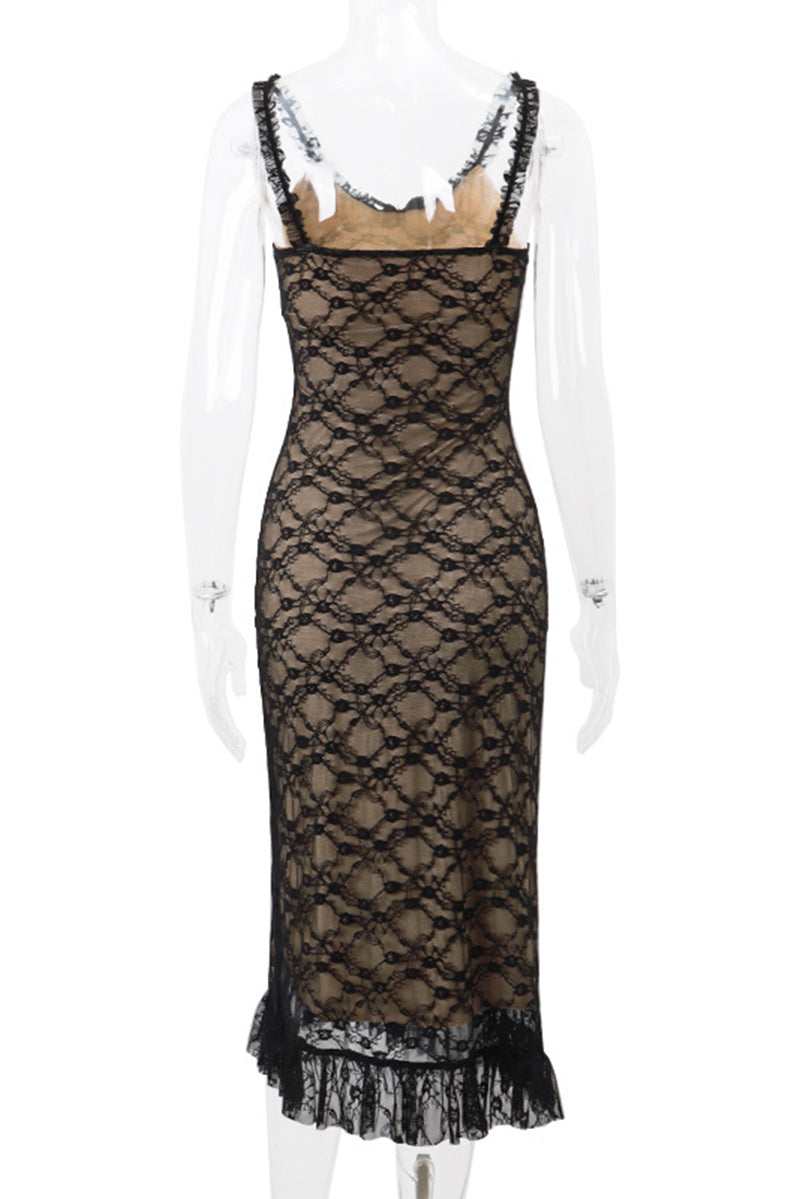Sexy Mesh V Neck One Step Skirt Dresses
