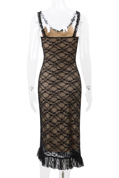 Sexy Mesh V Neck One Step Skirt Dresses