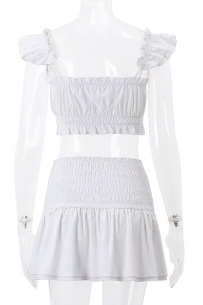 Sexy Buttons Square Neck Short Sleeve Two Pieces