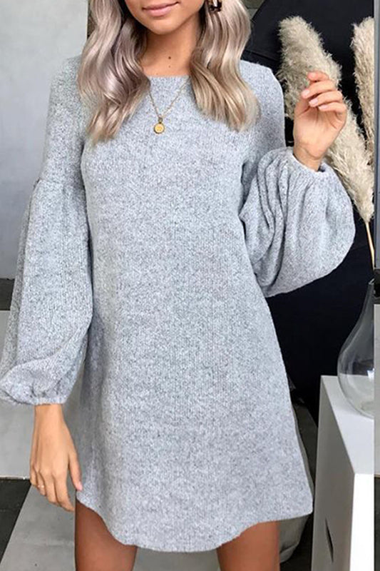 Fashion Street Solid Patchwork O Neck A Line Dresses(4 Colors)