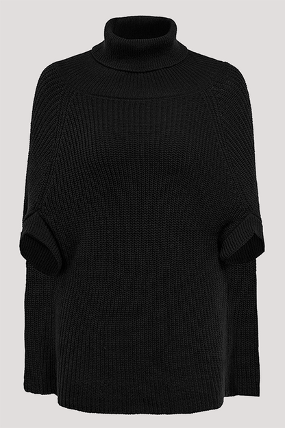 Casual Street Solid Patchwork Turtleneck Tops Sweater (Without Belt)(4 Colors)