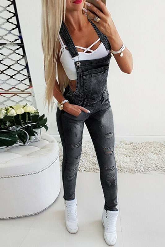 Casual Solid Patchwork Skinny Jumpsuits(3 Colors)