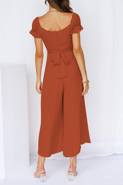 Casual Solid Patchwork Off the Shoulder Straight Jumpsuits