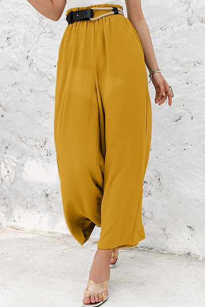 Fashion Solid Split Joint Loose High Waist Wide Leg Solid Color Bottoms