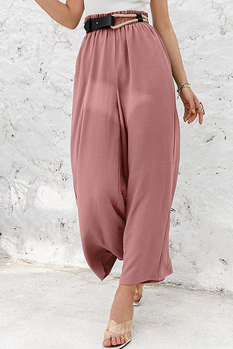 Fashion Solid Split Joint Loose High Waist Wide Leg Solid Color Bottoms