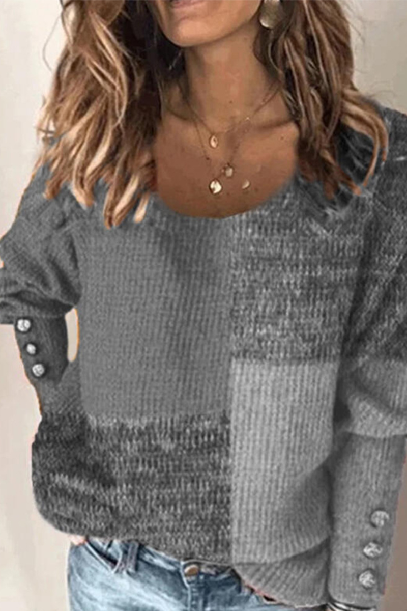 Casual Solid Buckle O Neck Sweater(3 Colors)