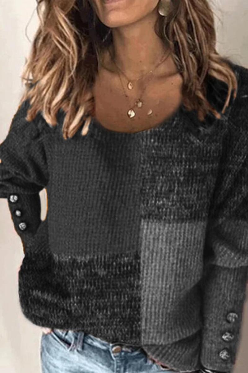 Casual Solid Buckle O Neck Sweater(3 Colors)