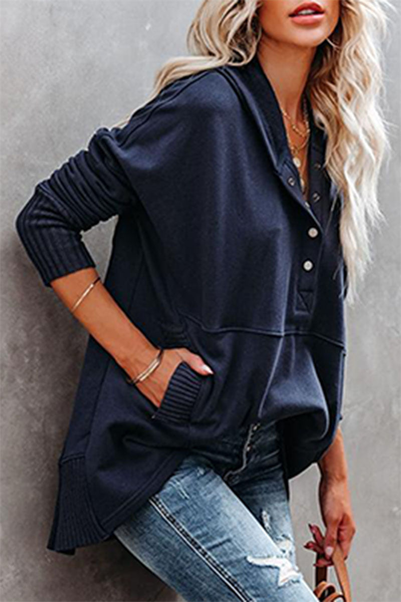 Casual Solid Pocket Buckle Hooded Collar Hoodies(14 Colors))