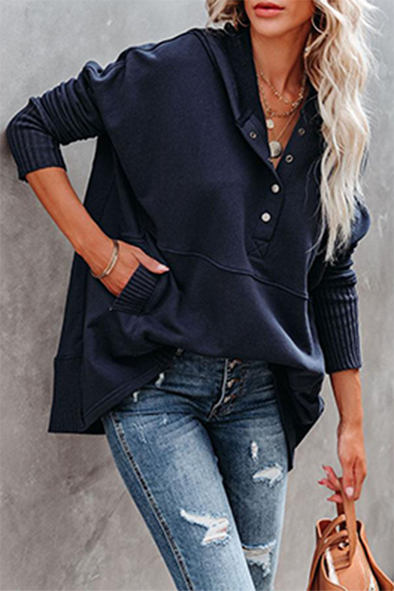 Casual Solid Pocket Buckle Hooded Collar Hoodies(14 Colors))