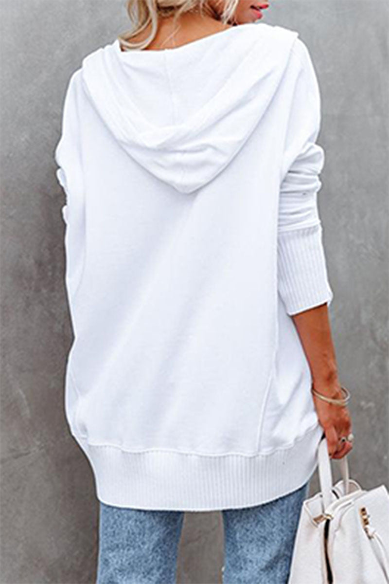 Casual Solid Pocket Buckle Hooded Collar Hoodies(14 Colors))