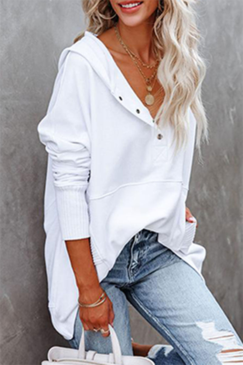 Casual Solid Pocket Buckle Hooded Collar Hoodies(14 Colors))