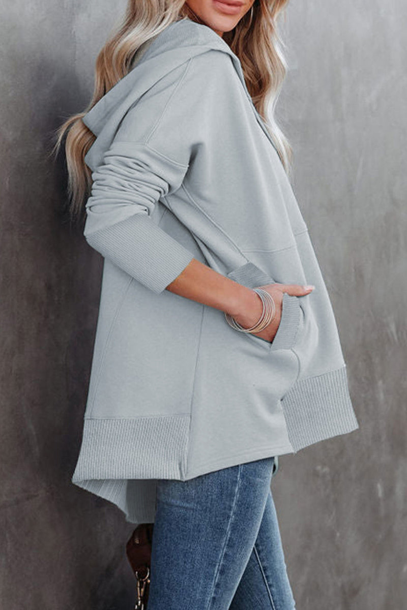 Casual Solid Pocket Buckle Hooded Collar Hoodies(14 Colors))