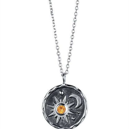 Wisherryy Sun & Moon Carved Mistery Necklace