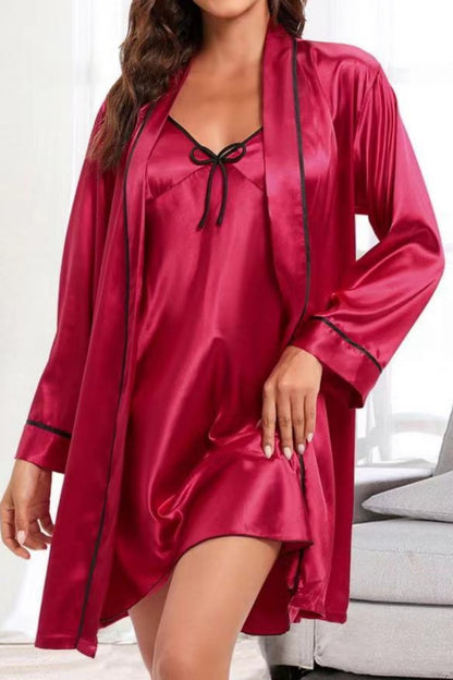 Sexy Living Solid Patchwork Suspender Nightdress Set(4 Colors)