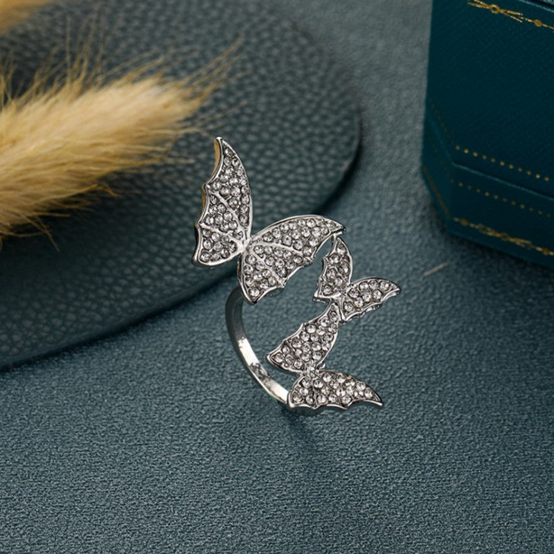 Casual Daily Butterfly Rhinestone Rings