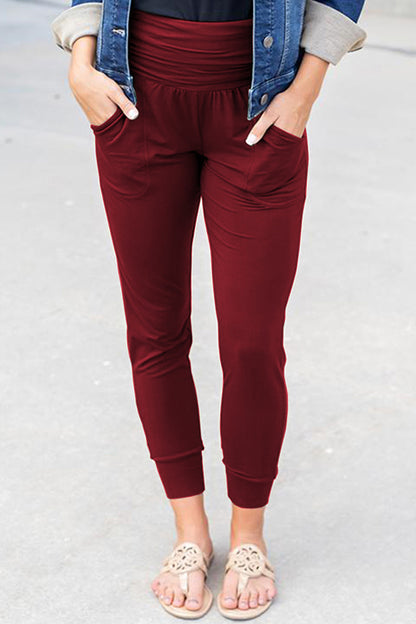 Casual Daily Solid Pocket Skinny High Waist Solid Color Bottoms