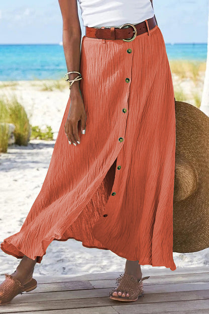 Casual Vacation Solid Buckle Loose High Waist Type A Solid Color Bottoms