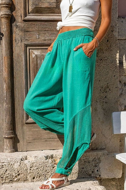 Casual Solid Patchwork Loose Mid Waist Harlan Solid Color Bottoms(6 Colors)