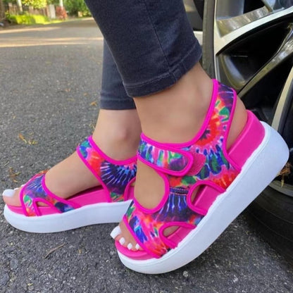 Casual Hollowed Out Patchwork Printing Solid Color Round Shoes
