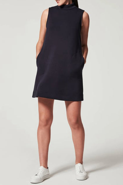 Casual Solid Patchwork Half A Turtleneck A Line Dresses